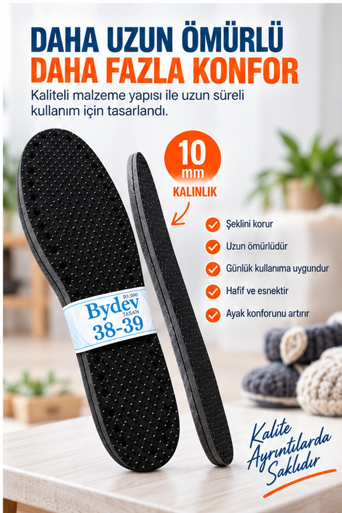 Hobi Tabanı 10 mm Siyah – Kaymaz EVA Keçe Örgü Patik, Pandif, Bot ve Terlik Tabanı 