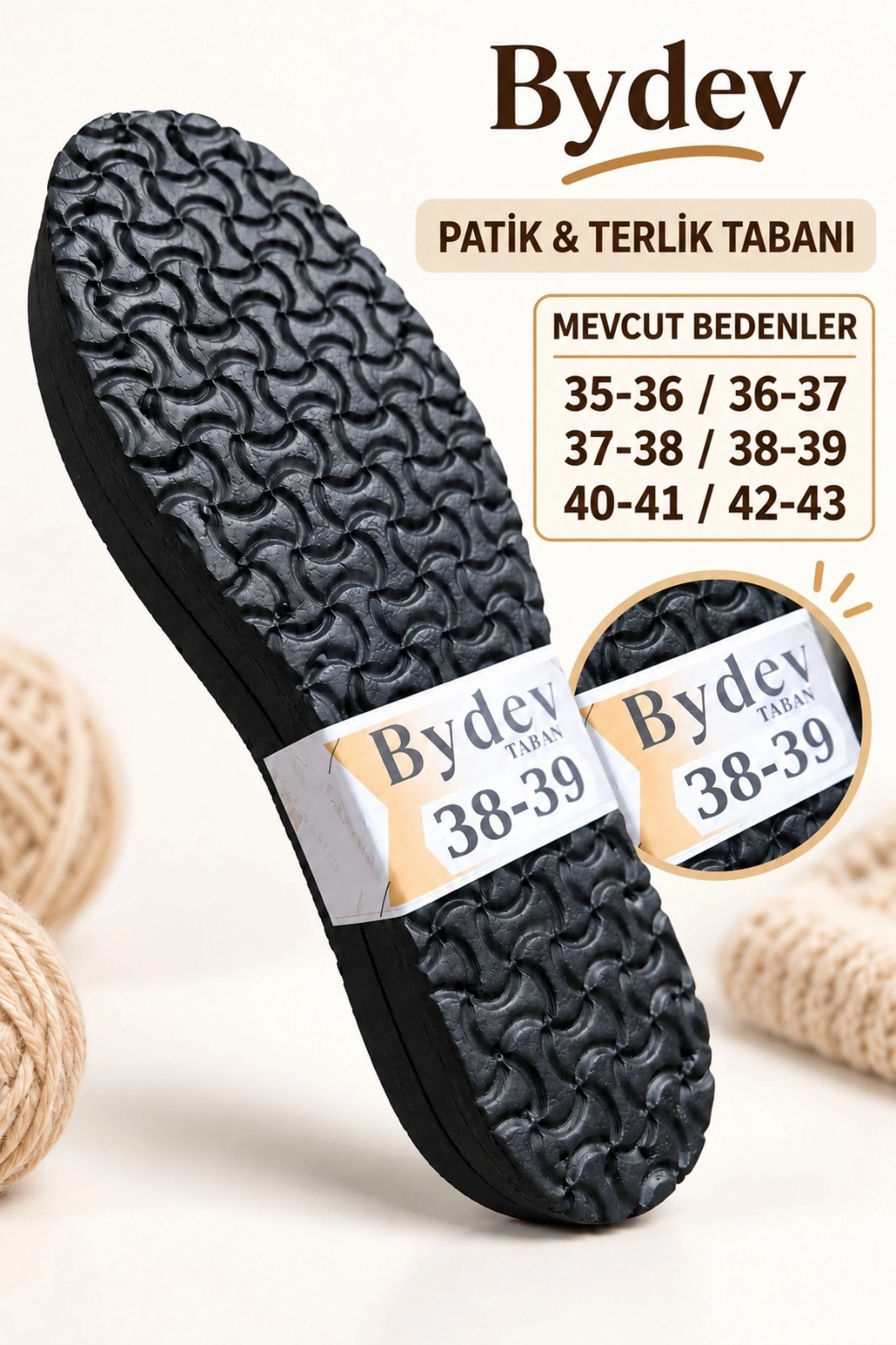 Örgü Patik-Bot ve Terlik Tabanı 14 mm Kalın Siyah Papyon Desenli Örgü Ev Terliği Tabanı