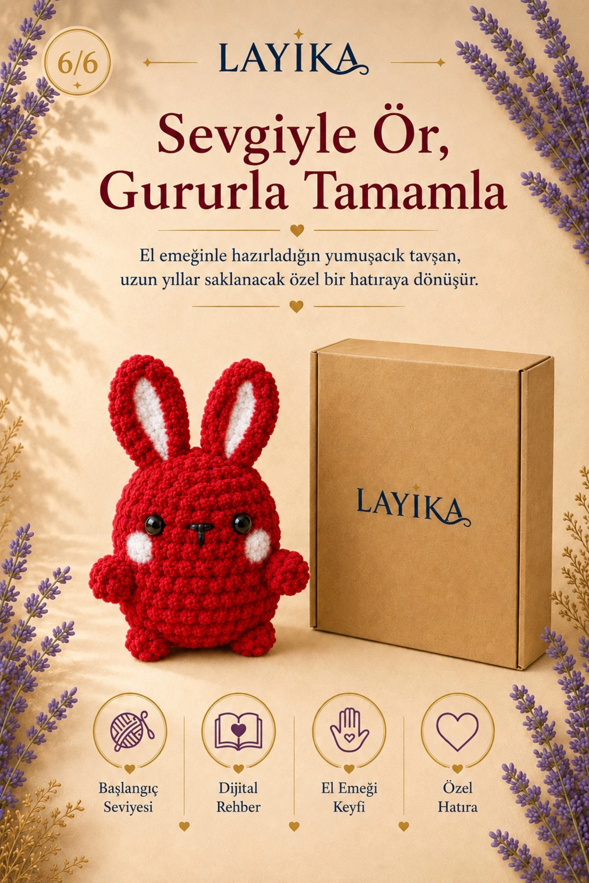 Kadife Marshmallow Tavşan Örgü Kiti – Video Rehberli Amigurumi Yapım Seti M08