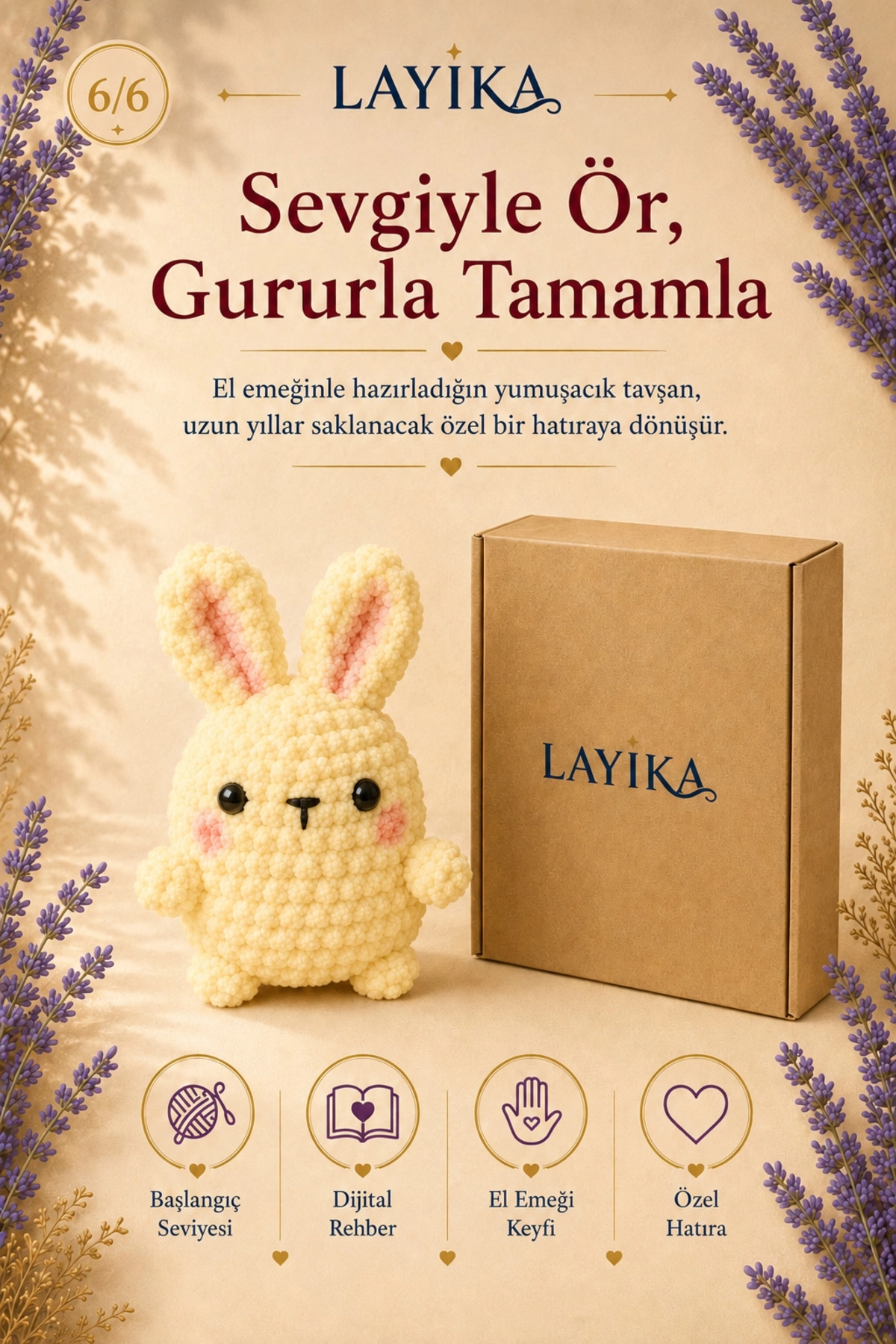 Kadife Marshmallow Tavşan Örgü Kiti – Video Rehberli Amigurumi Yapım Seti M09