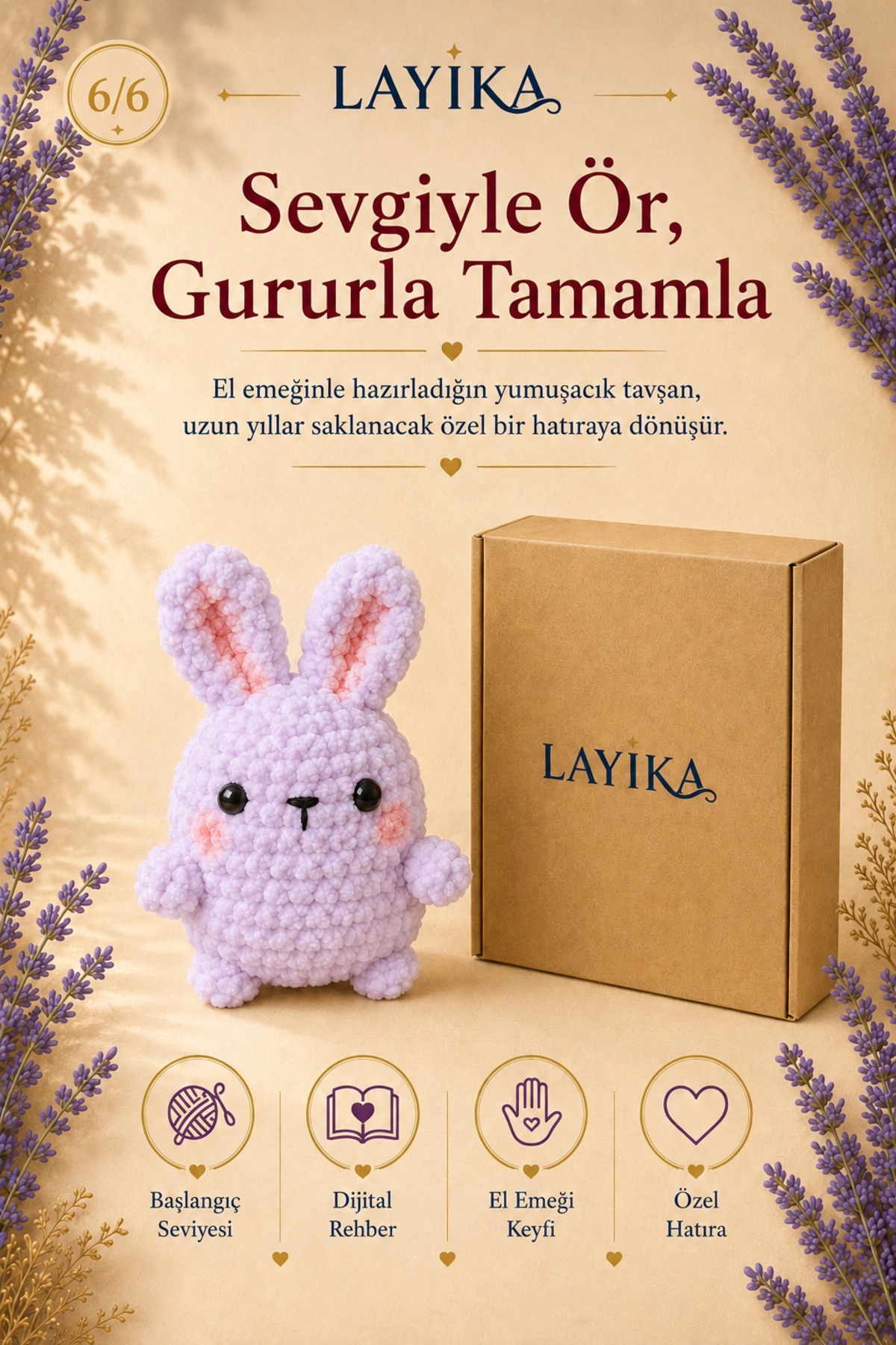 Kadife Marshmallow Tavşan Örgü Kiti – Video Rehberli Amigurumi Yapım Seti M03