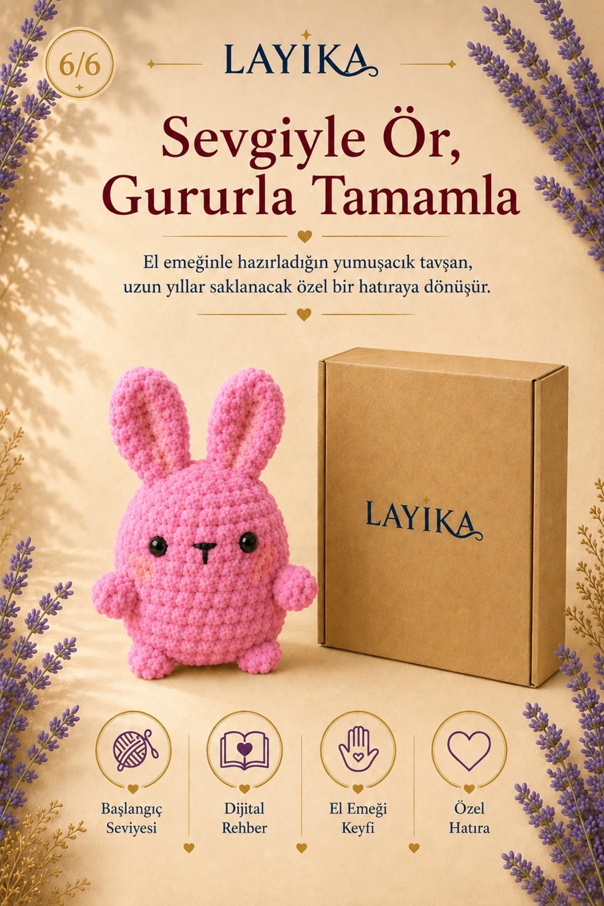 Kadife Marshmallow Tavşan Örgü Kiti – Video Rehberli Amigurumi Yapım Seti M07