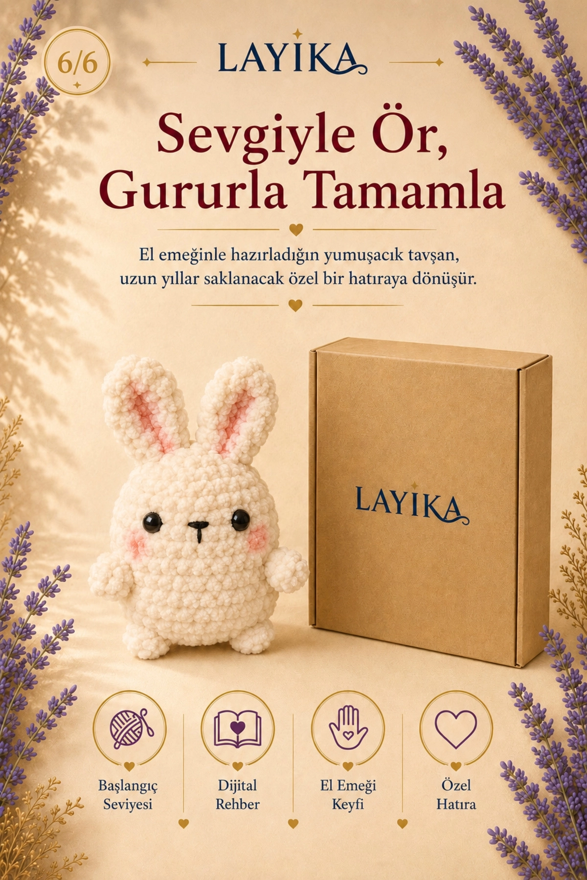 Kadife Marshmallow Tavşan Örgü Kiti – Video Rehberli Amigurumi Yapım Seti M05