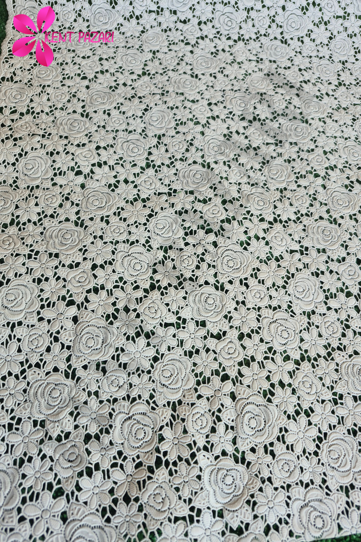 Kaydırmaz Beyaz Dantel Örtü 50x400 (±10-15) cm | Güpür Raf Örtüsü - Masa, Dolap,Çekmece İçin Örtü