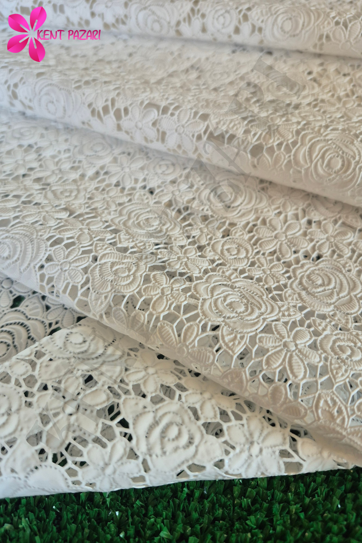 Kaydırmaz Beyaz Dantel Örtü 50x400 (±10-15) cm | Güpür Raf Örtüsü - Masa, Dolap,Çekmece İçin Örtü