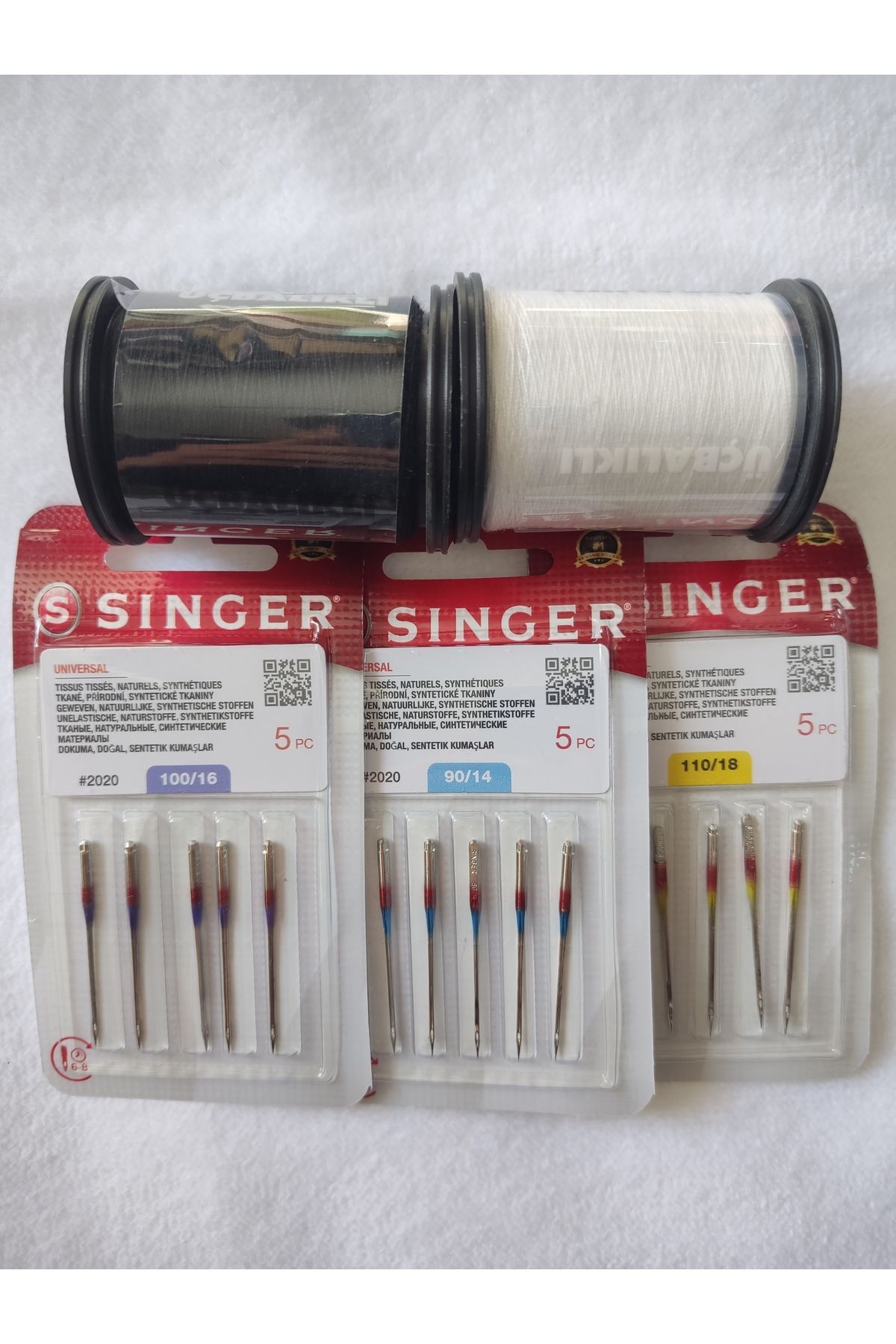 Ev Tipi Aile Dikiş Makine İğnesi 5 Parça Dikiş İğne Seti 2 Adet İplik Hediye