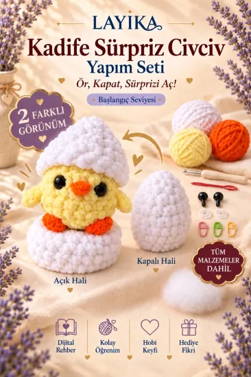 Kadife Sürpriz Civciv Amigurumi Yapım Seti