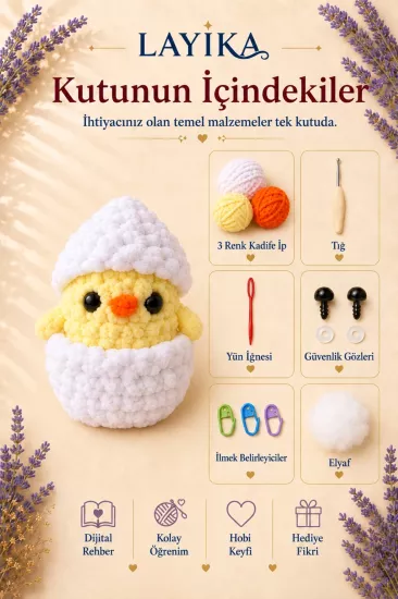 Kadife Sürpriz Civciv Amigurumi Yapım Seti