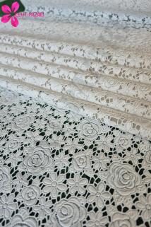 Kaydırmaz Beyaz Dantel Örtü 50x400 (±10-15) cm | Güpür Raf Örtüsü - Masa, Dolap,Çekmece İçin Örtü