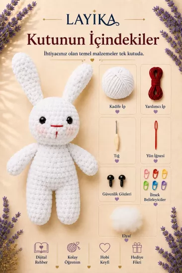 Kadife Tavşan Örgü Kiti | Amigurumi Yapım Seti