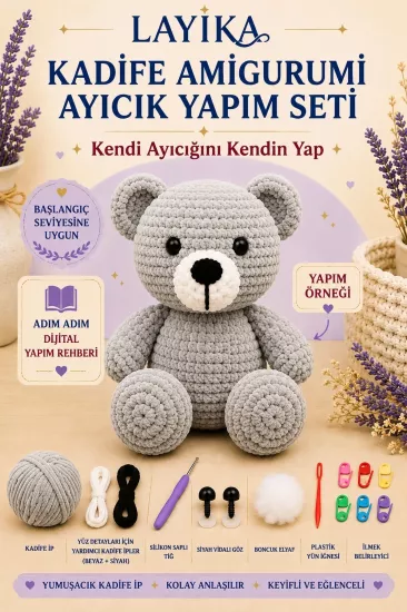 Kadife Ayıcık Yapım Kiti | LAYİKA | Kent Pazarı