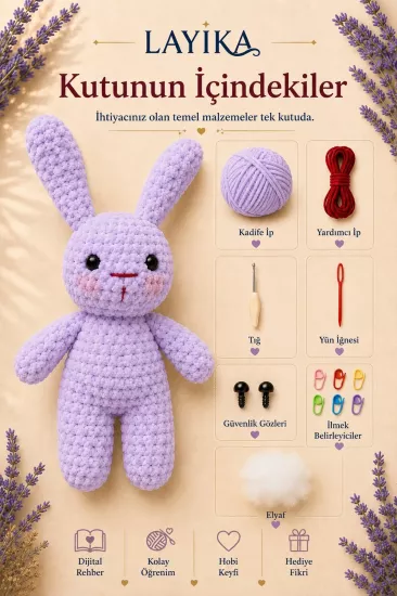 Kadife Tavşan Örgü Kiti | Amigurumi Yapım Seti