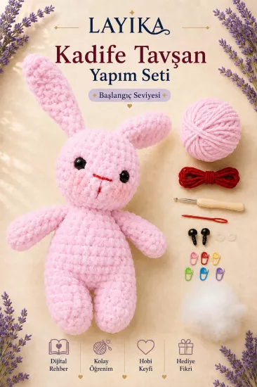 Kadife Tavşan Örgü Kiti | Amigurumi Yapım Seti