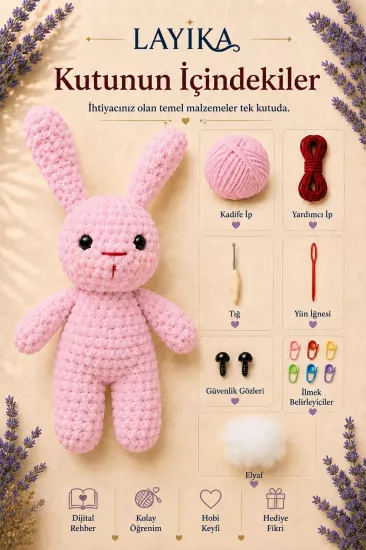 Kadife Tavşan Örgü Kiti | Amigurumi Yapım Seti