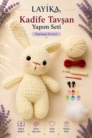 Kadife Tavşan Örgü Kiti | Amigurumi Yapım Seti