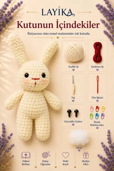 Kadife Tavşan Örgü Kiti | Amigurumi Yapım Seti