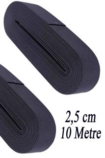2.5 Cm 10 M Siyah Dar Dokuma Bel Paça Don Lastiği Yassı Geniş Lastik Lateks Ürün 1 Adet
