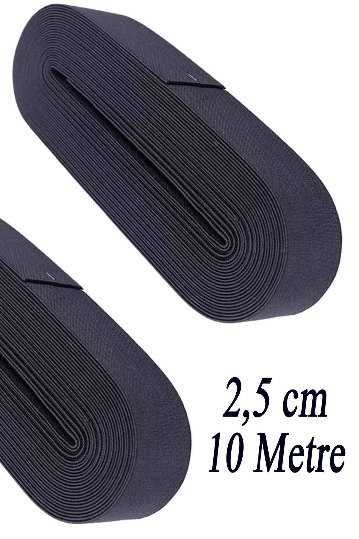 2.5 Cm 10 M Siyah Dar Dokuma Bel Paça Don Lastiği Yassı Geniş Lastik Lateks Ürün 1 Adet