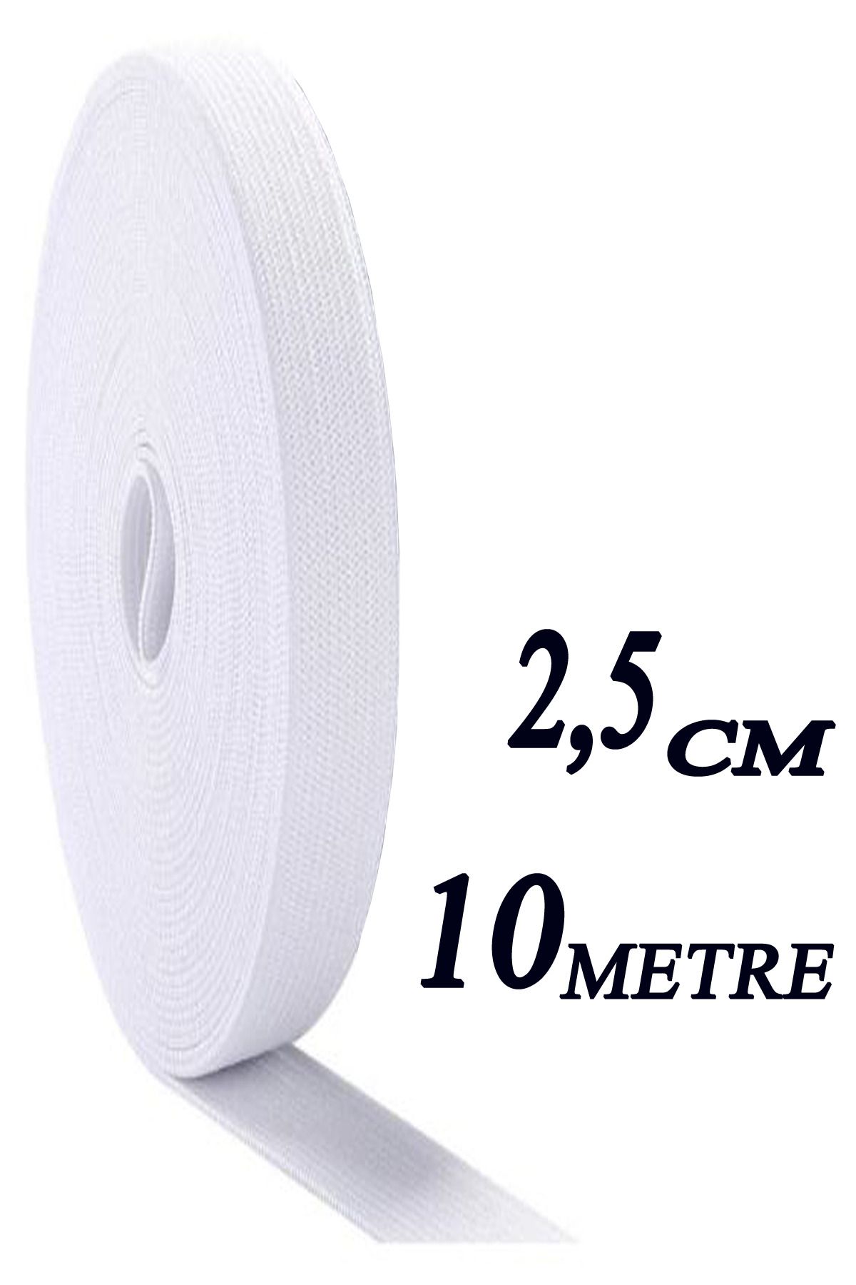 2.5 Cm 10 M Beyaz Dar Dokuma Bel Paça Don Lastiği Yassı Geniş Lastik Lateks Ürün 1 Adet